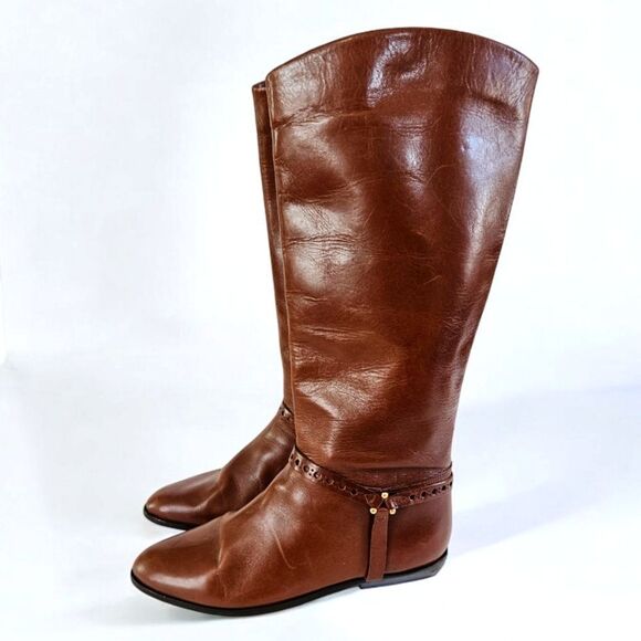 Etienne Aigner Vintage Alexis Brown Leather Harness Equestrian Riding Boots 7 - Picture 1 of 16